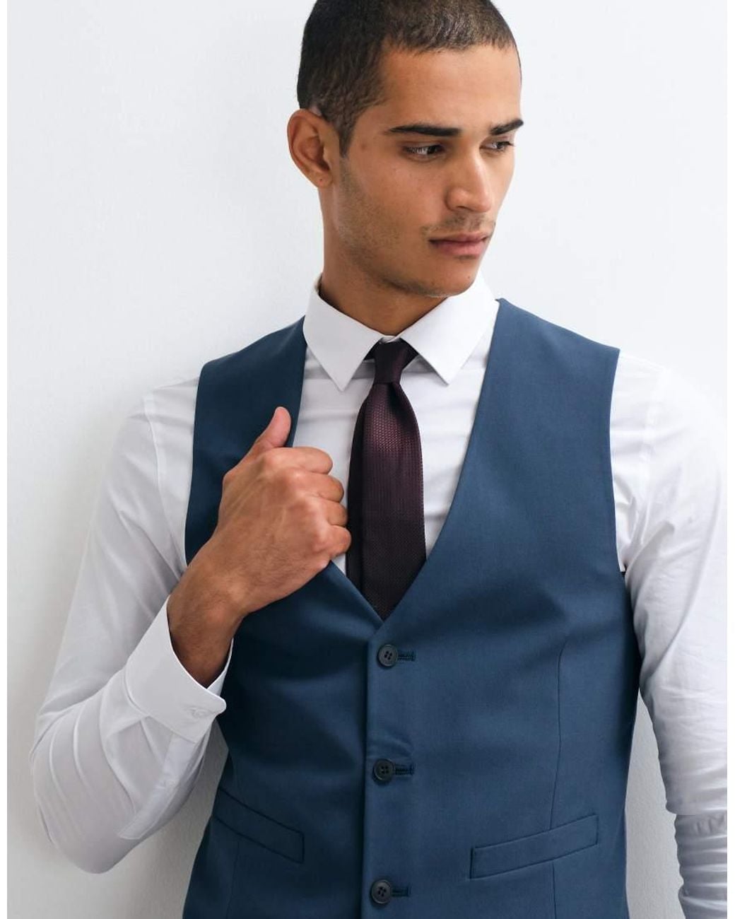 ASOS Blue Skinny Suit Waistcoat for men