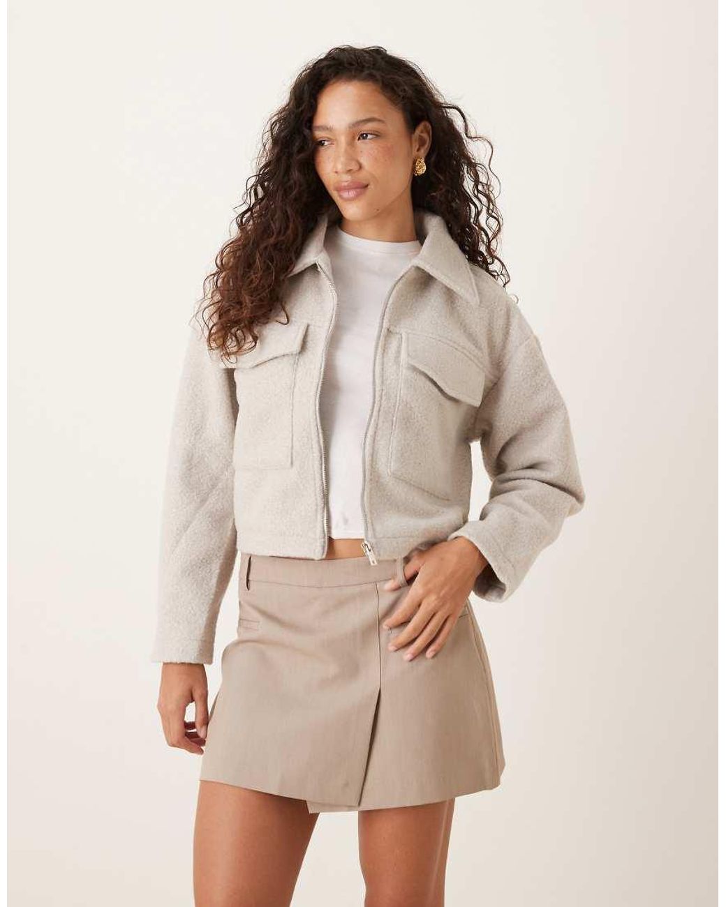 Brave Soul Natural Boucle Faux Wool Jacket