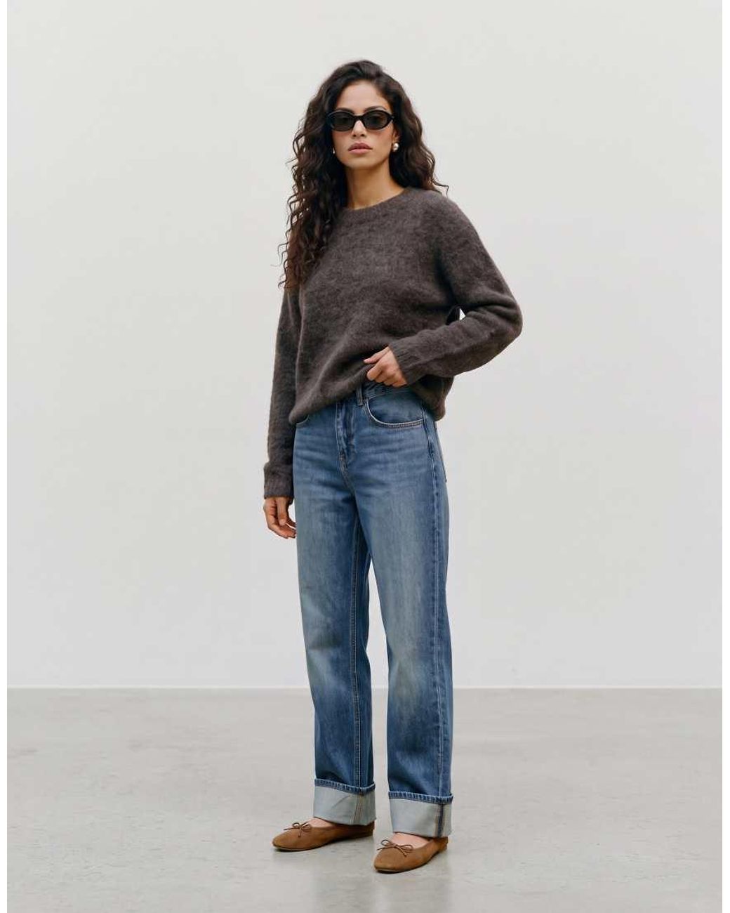 Vero Moda Gray Soft Fluffy Knit O-neck Jumper