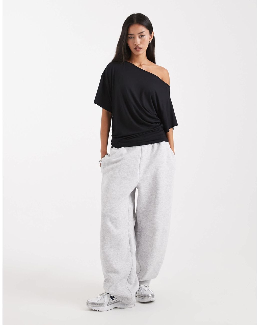 Collusion Black Off Shoulder Drapey Top
