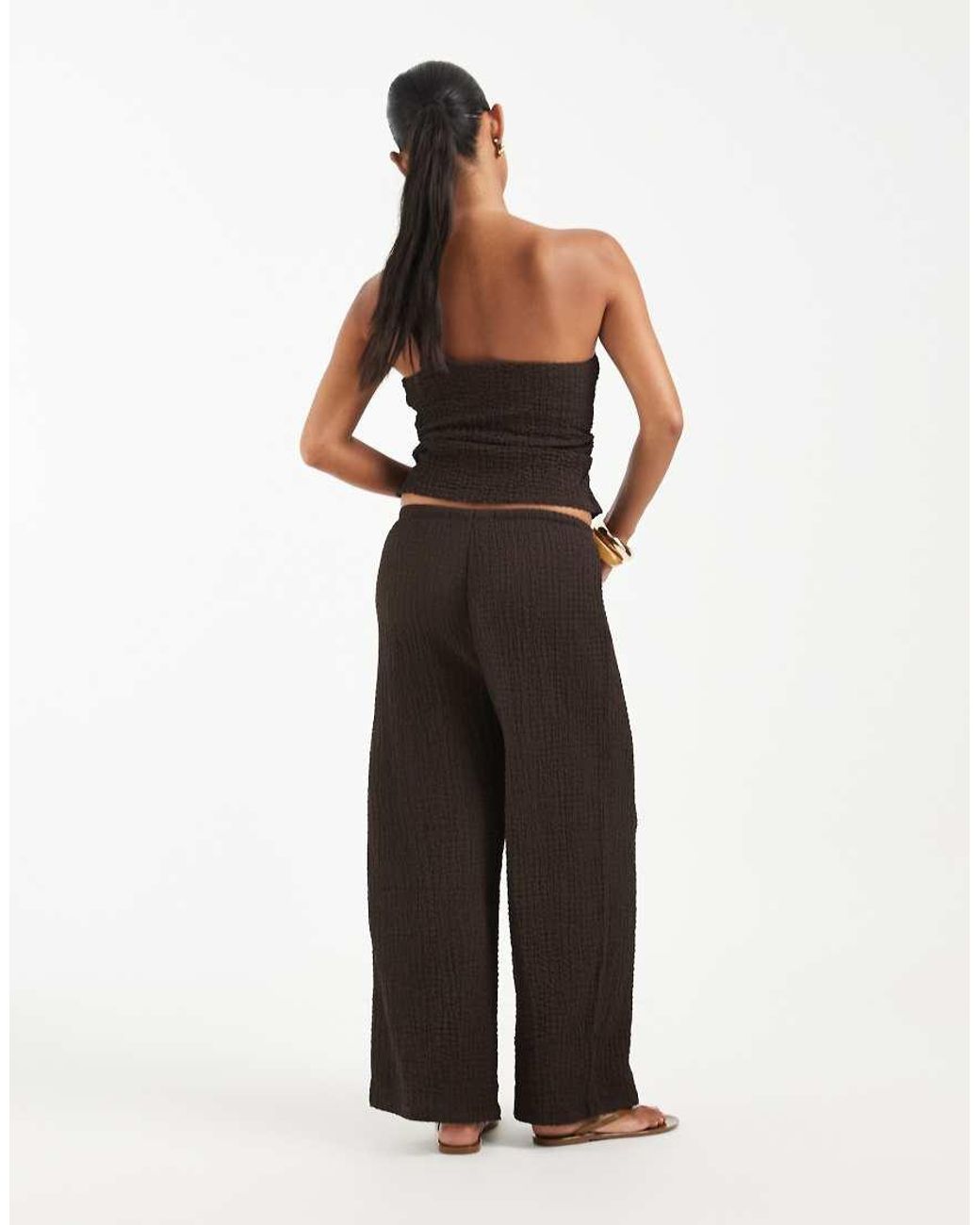 Only Petite White High Waist Crinkle Textured Trousers Co-ord