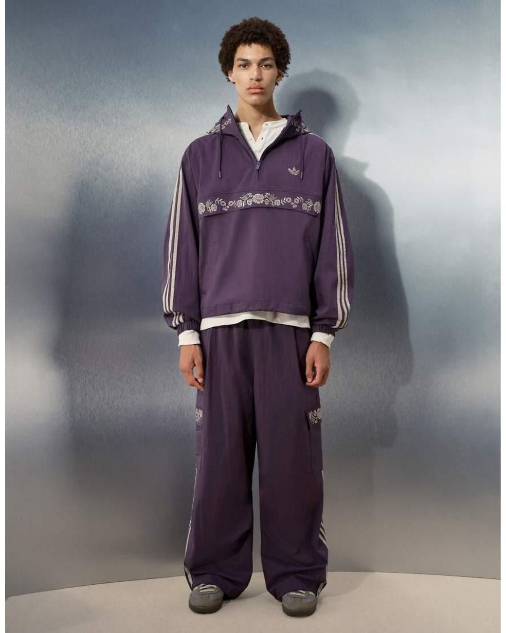 adidas Originals x ASOS Blue Track Pants With Embroidery Detail for men