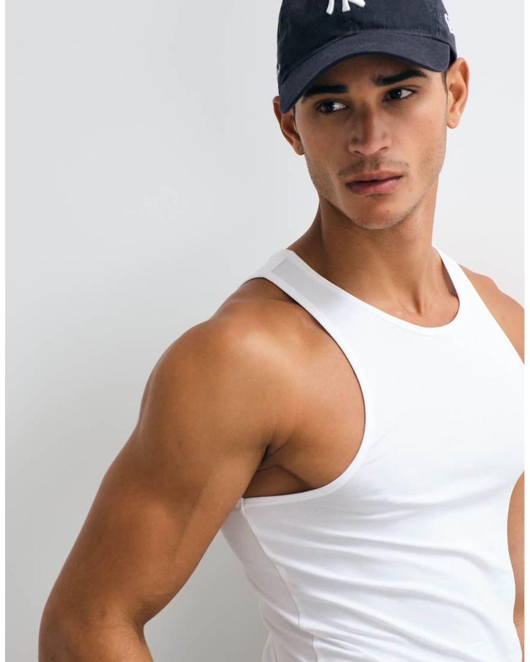 ASOS Basic Muscle Fit Hemdje in het Blue voor heren