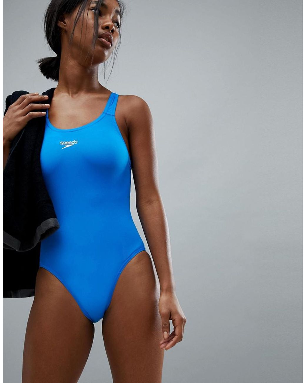 Speedo Endurance Medalist Neon Blue Swimsuit Lyst