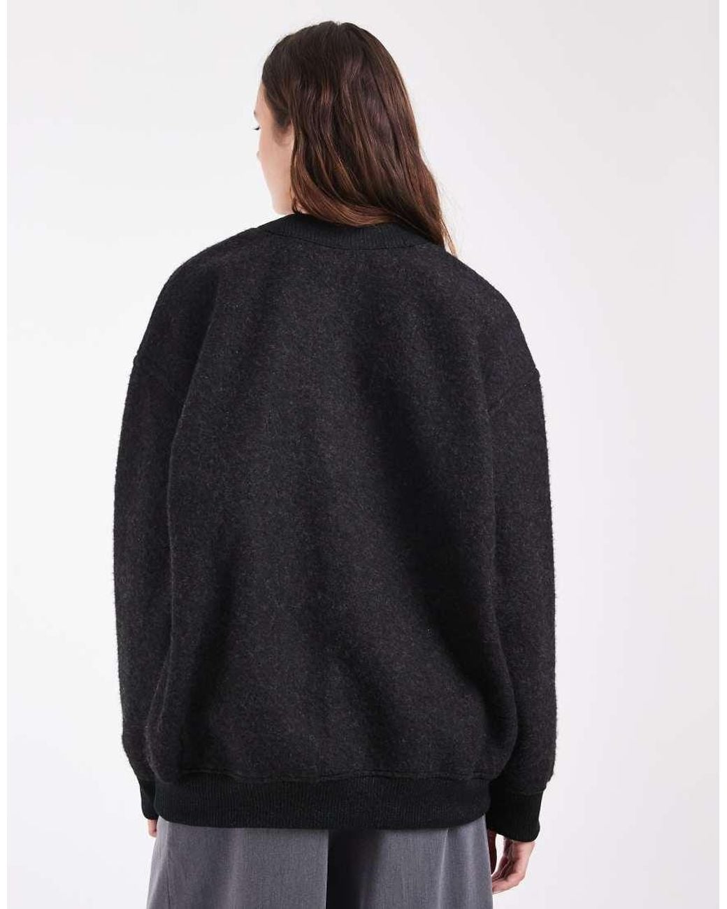 Lacoste Black Oversized Boiled Wool V-Neck Co-Ord Cardigan