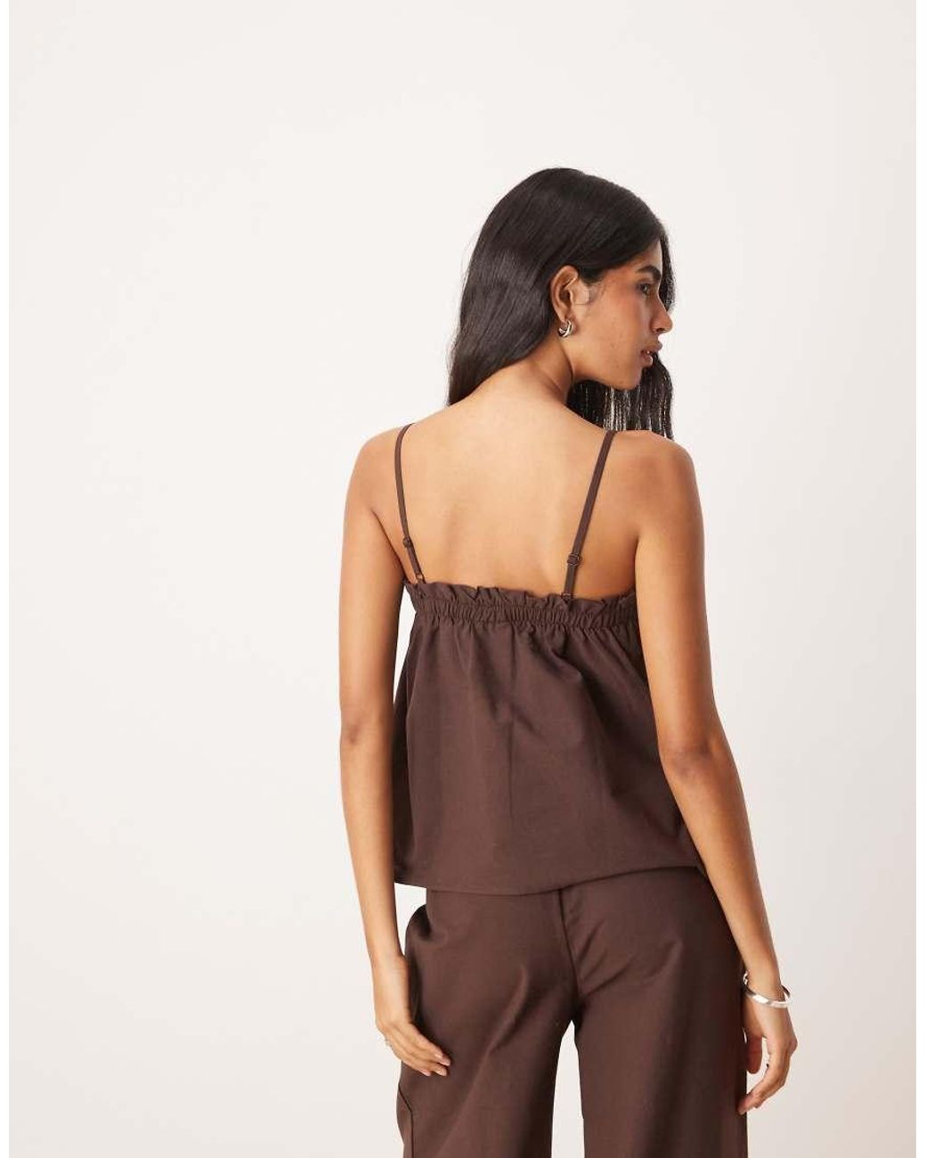 ASOS Brown Linen Blend Trapeze Cami Top