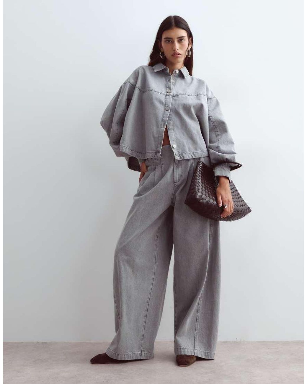 ARRANGE Gray Denim Oversized Shirt