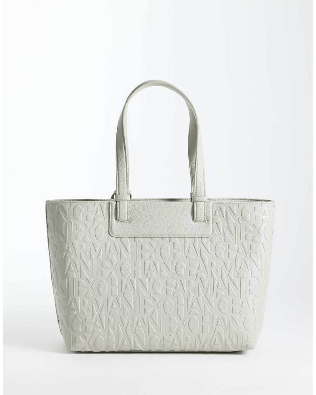 ARMANI EXCHANGE White Liz Pebbled Shopper Bag