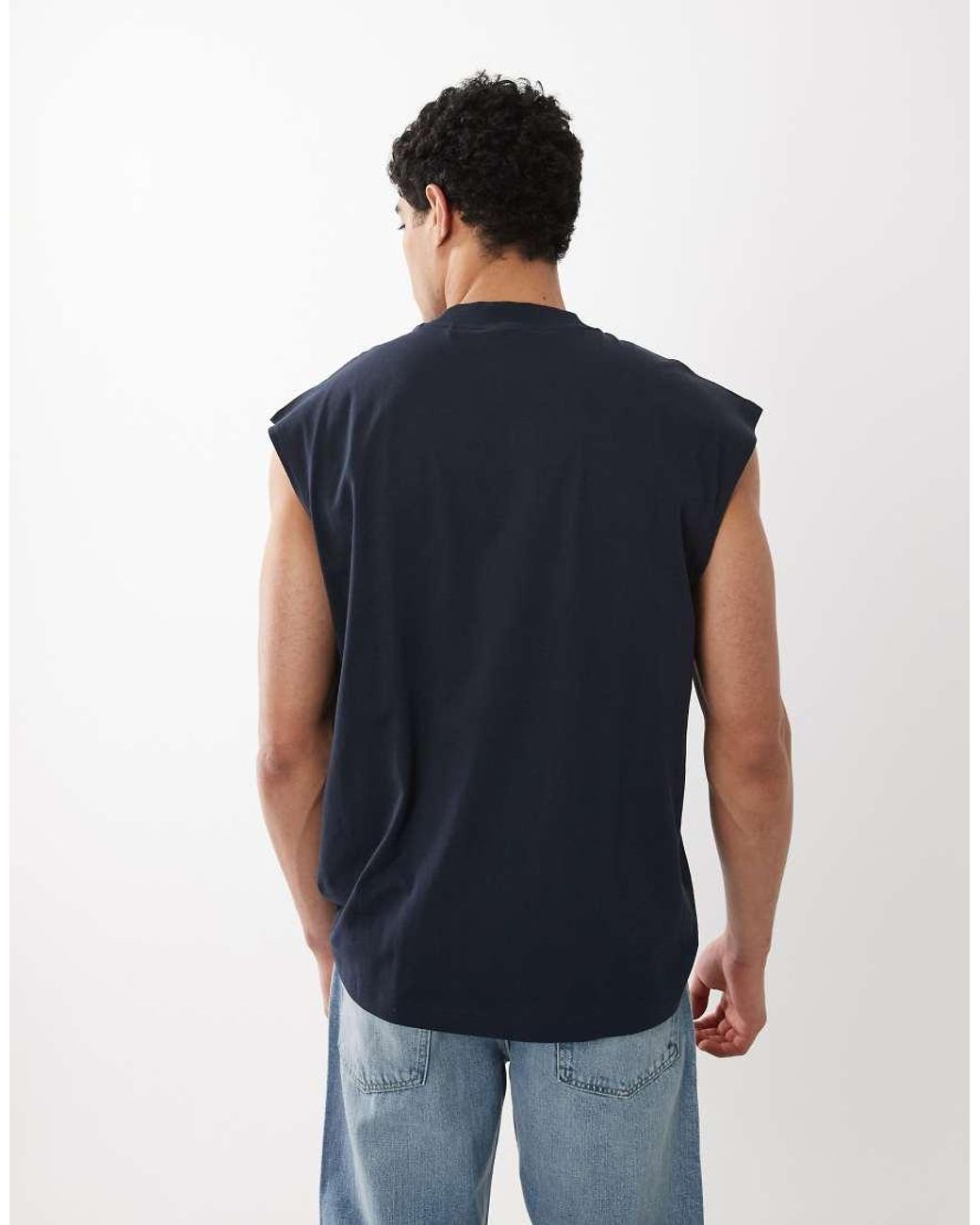 HUGO Blue Hugo Sleeveless Cotton T-shirt With Logo Detail for men
