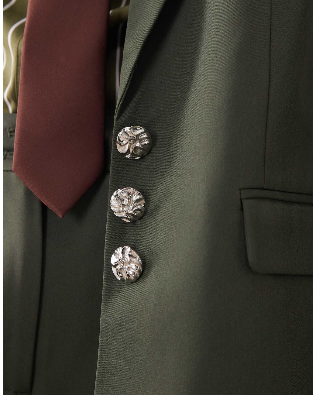 Vila Brown Hammered Button Tailored Blazer