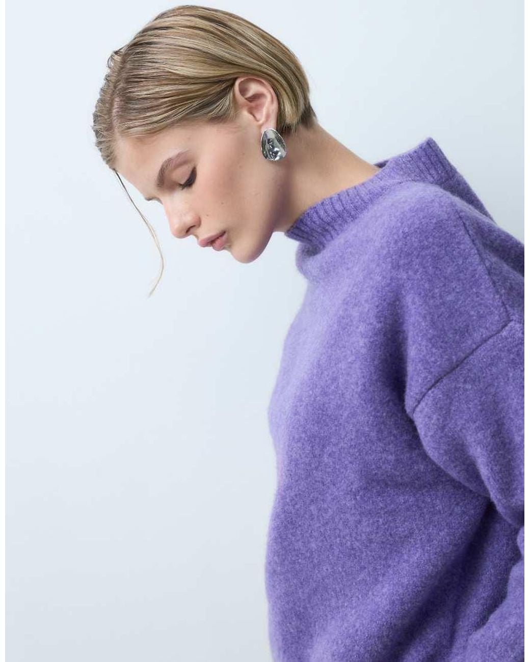 ASOS Purple Knit Crew Neck Sweater With Wool