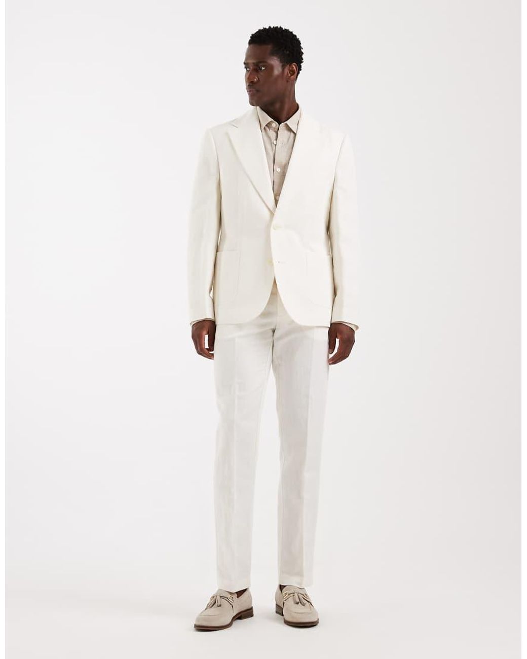 ASOS White Mix & Match Linen Rich Slim Suit Trousers for men