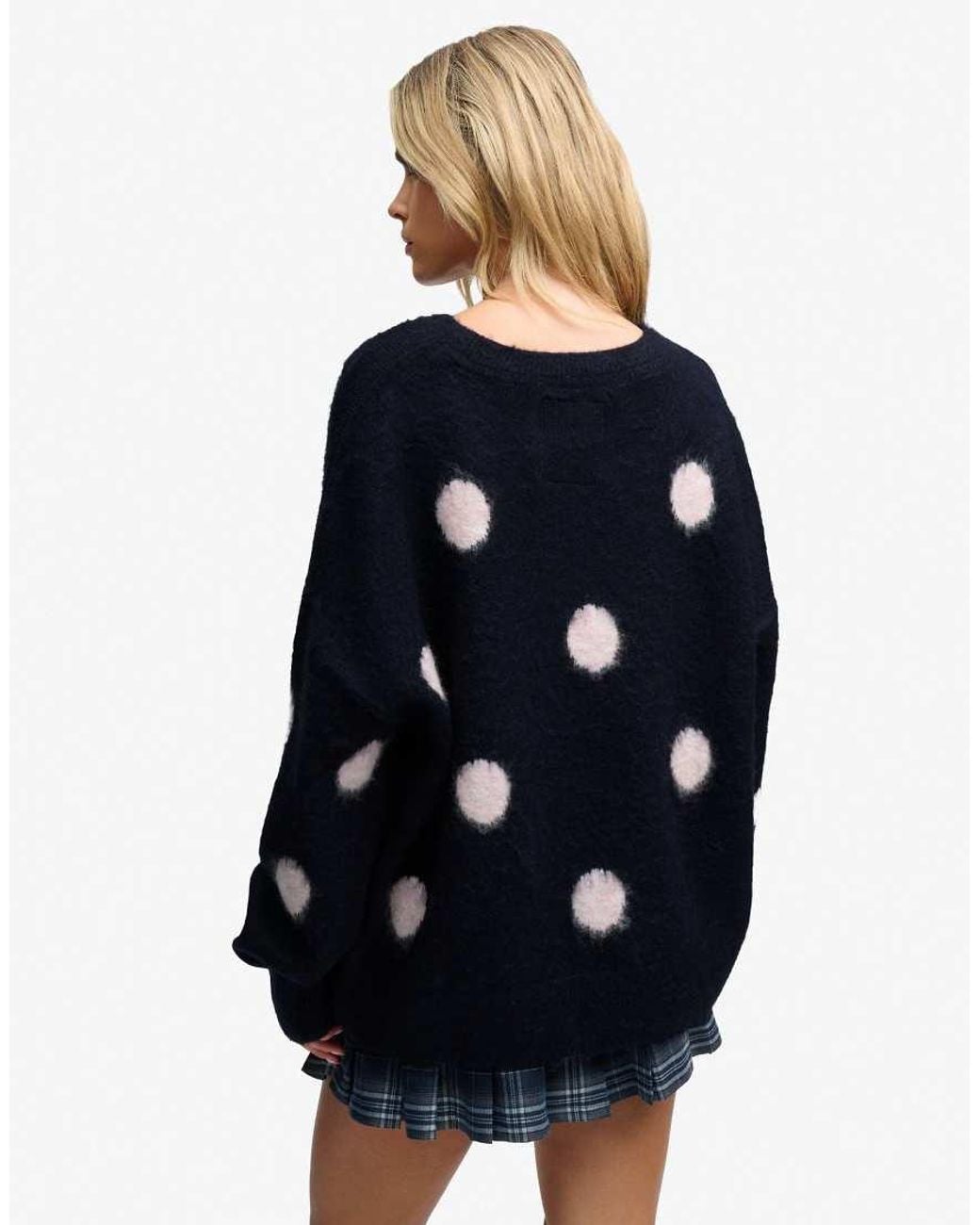 Superdry Blue Brushed Polka Dot Jumper