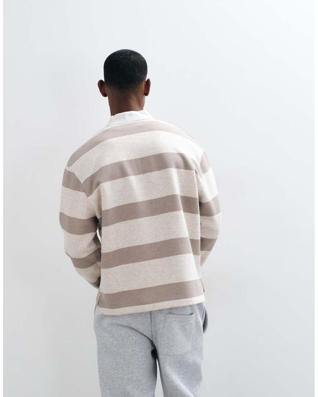 ASOS Natural Relaxed Rugby Polo Sweatshirt for men
