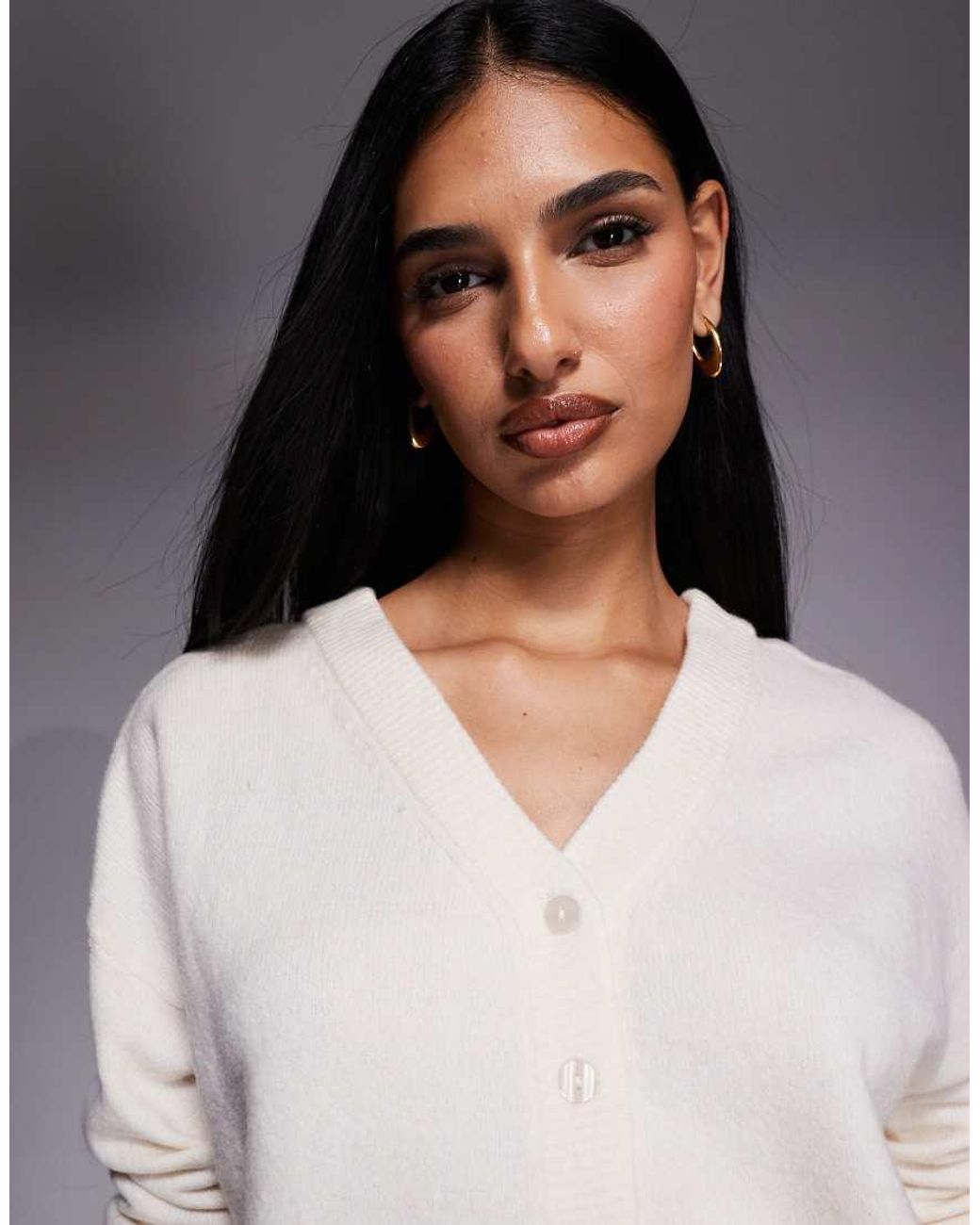 River Island Gray V Neck And Back Detailed Cardigan