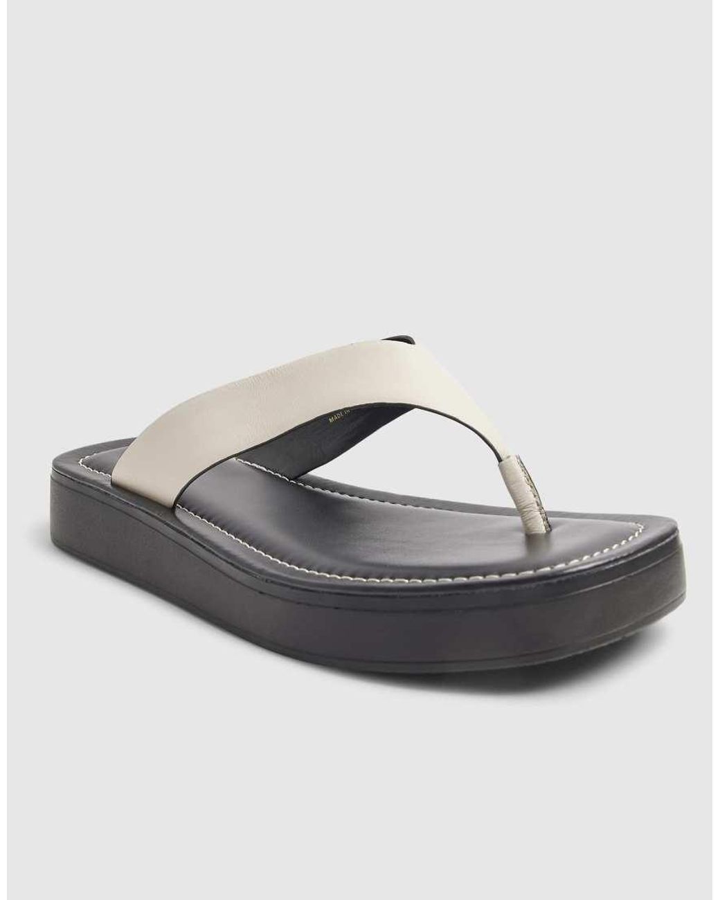 River Island Natural Cream Leather Flatform Toe Thong Sandals