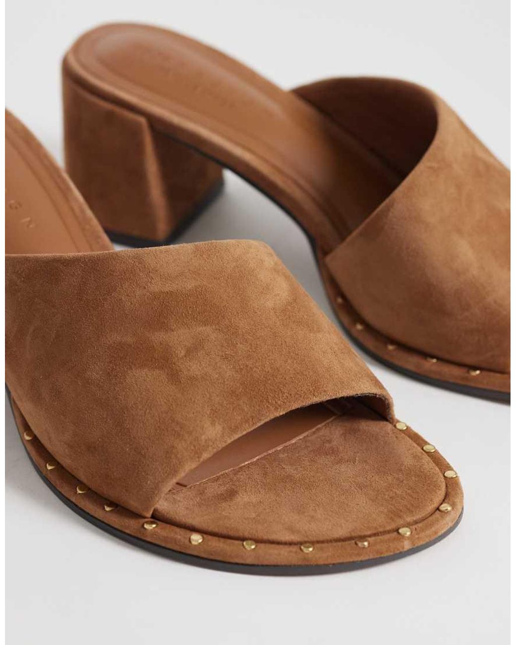ASOS Brown Hammer Premium Asymmetric Mid Heel Mules