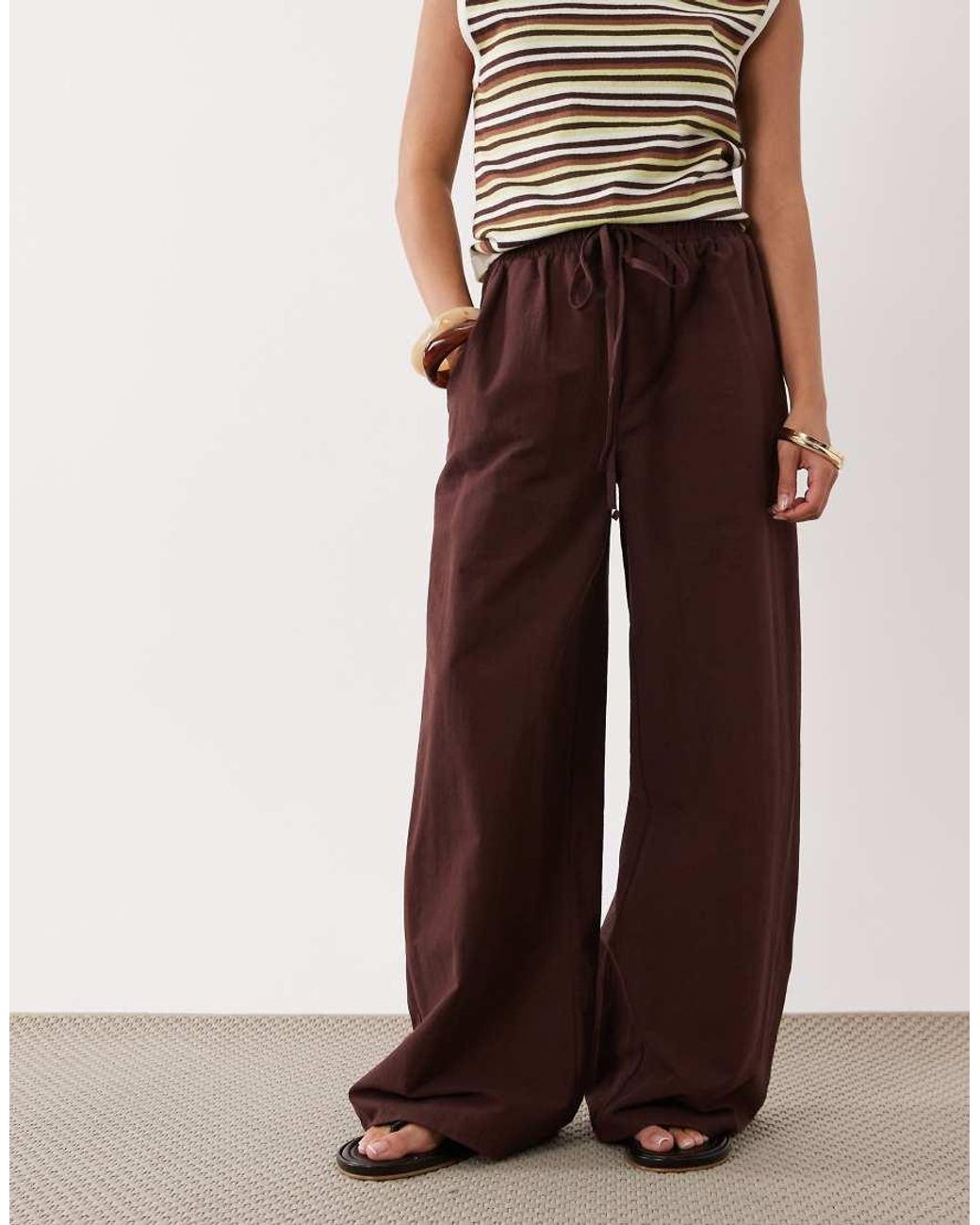 Miss Selfridge White Linen Blend Wide Leg Trouser