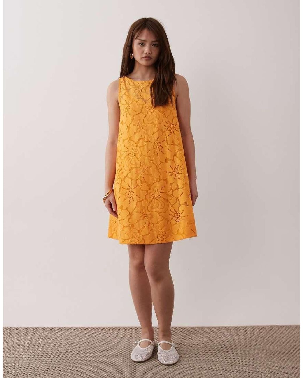 ASOS Orange Asos Design Petite Lace Shift Mini Dress