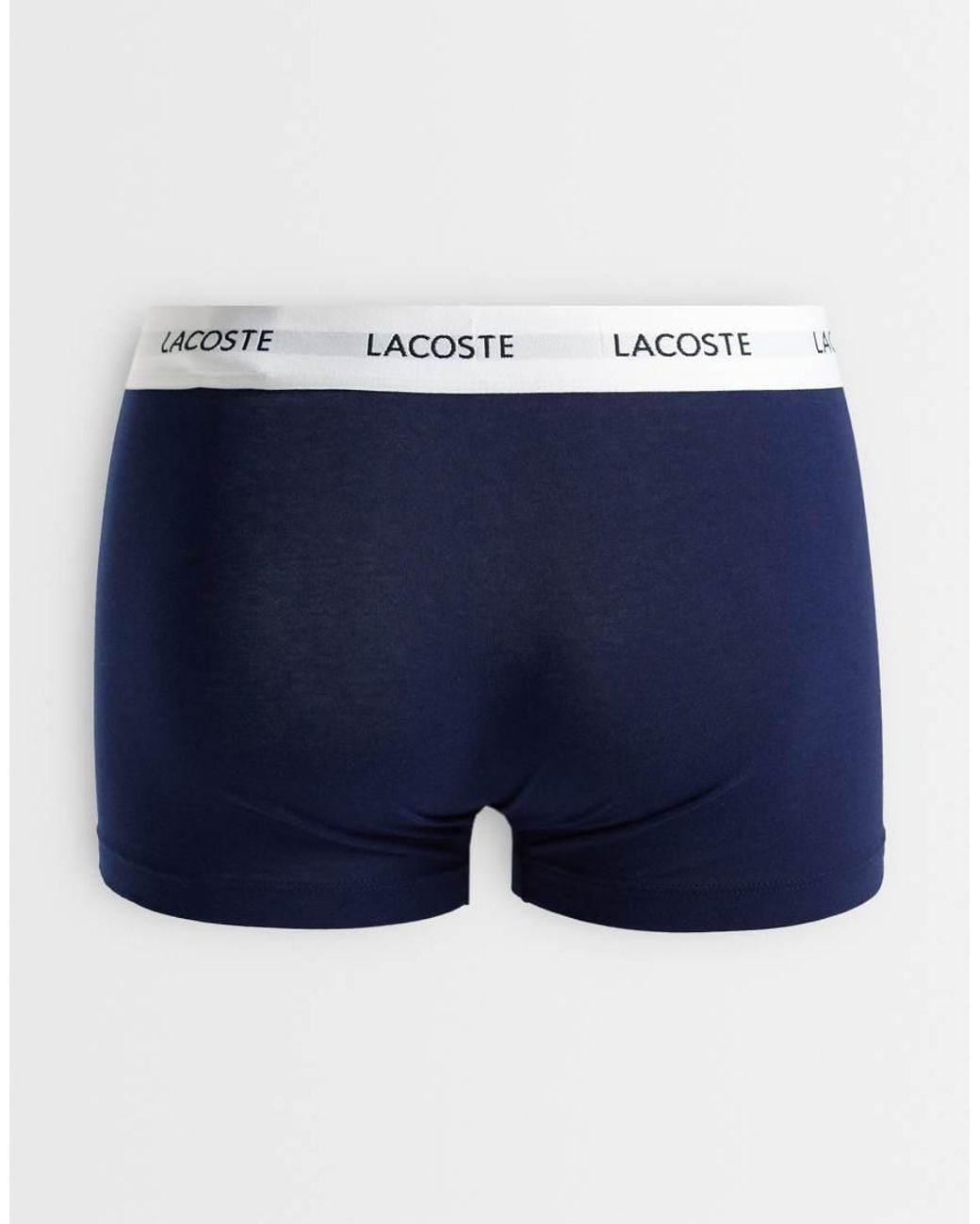 Lacoste Blue 3 Pack Waistband Stretch Cotton Trunks for men
