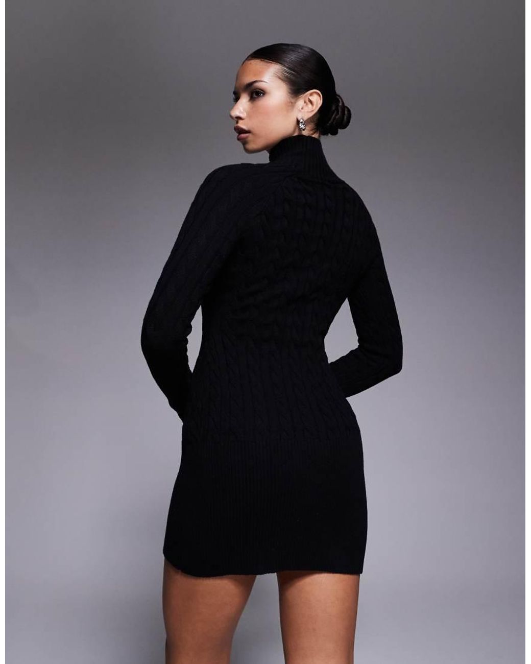 I.AM.GIA Black Cortina Cotton Rich Cable Knit Keyhole Clasp Detail Mini Dress