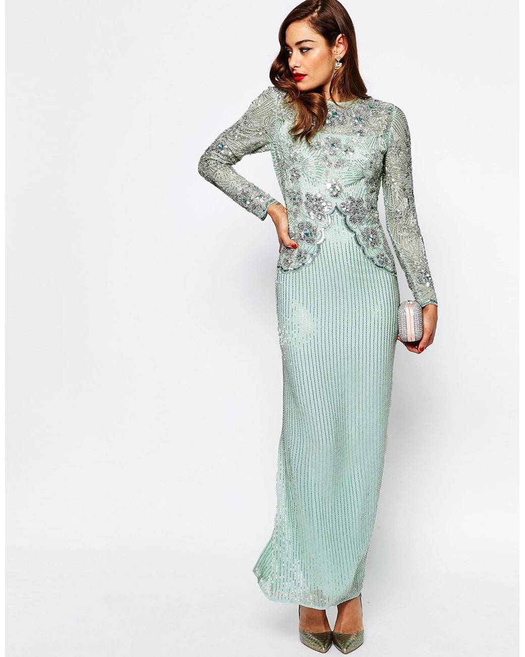 Long Sleeve Embellished Maxi Dress 