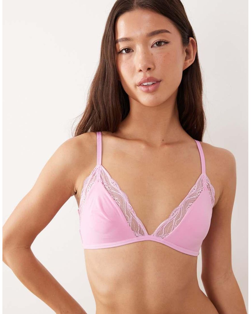 Calvin Klein Pink Sensual Stretch Unlined Triangle Lace Bra