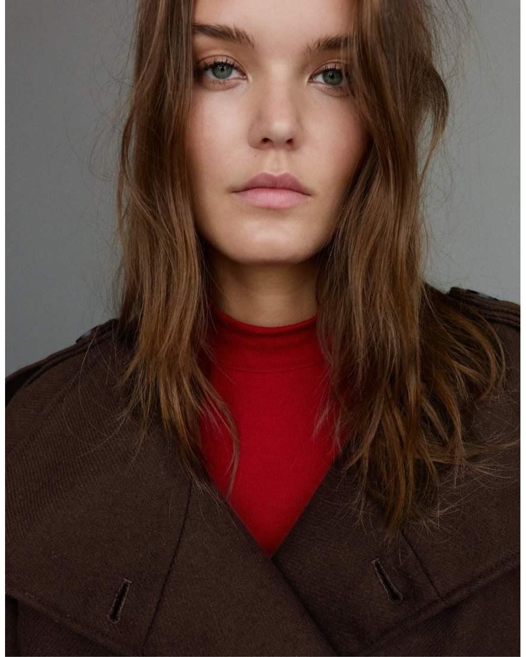 Pull&Bear Brown Short Felt Belted Trench Coat