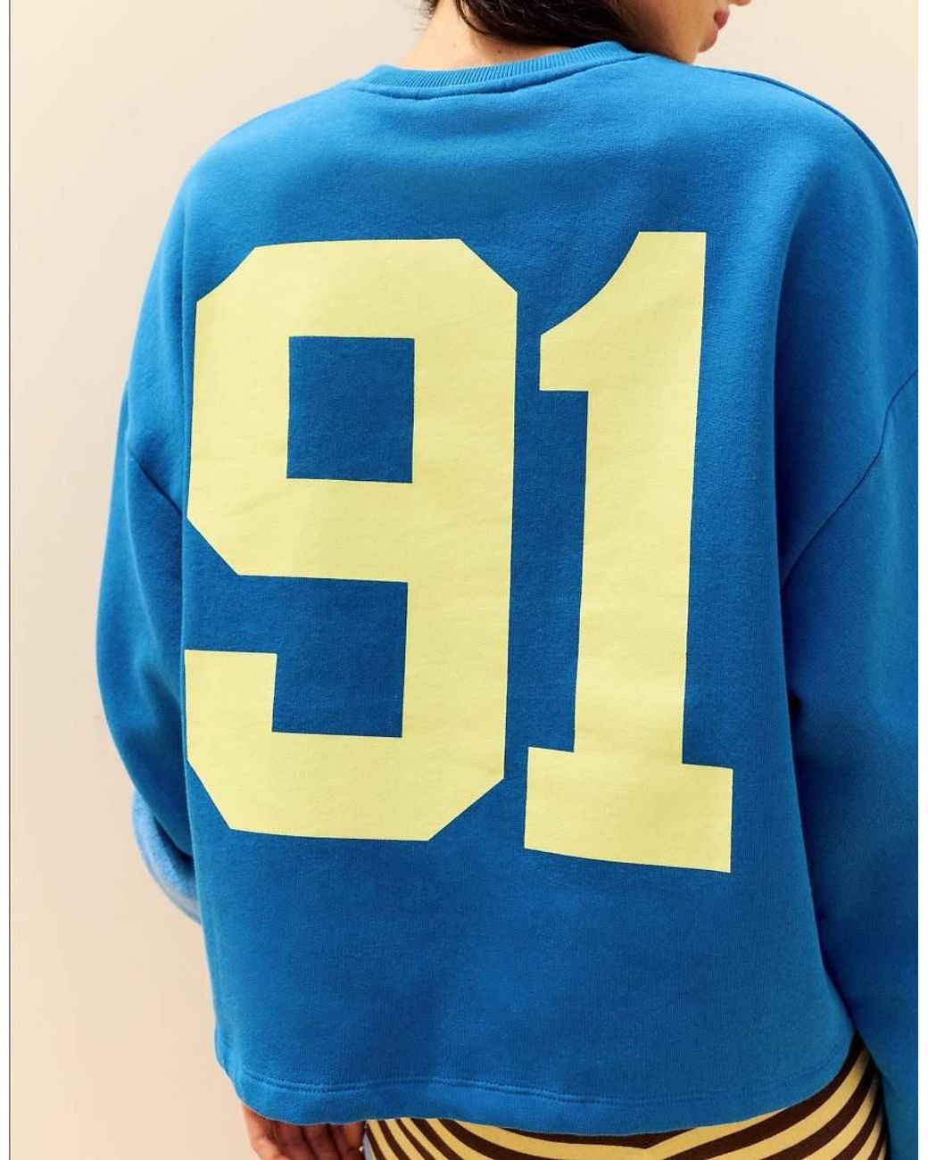 Pull&Bear Blue 91 Graphic Relaxed Fit Sweatshirt