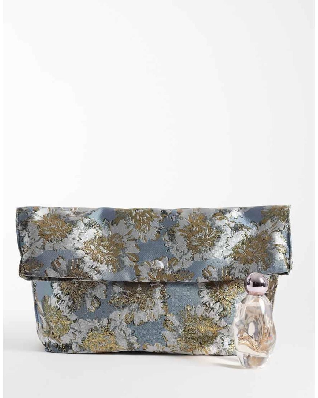 ASOS Gray Jacquard Soft Fold Over Clutch