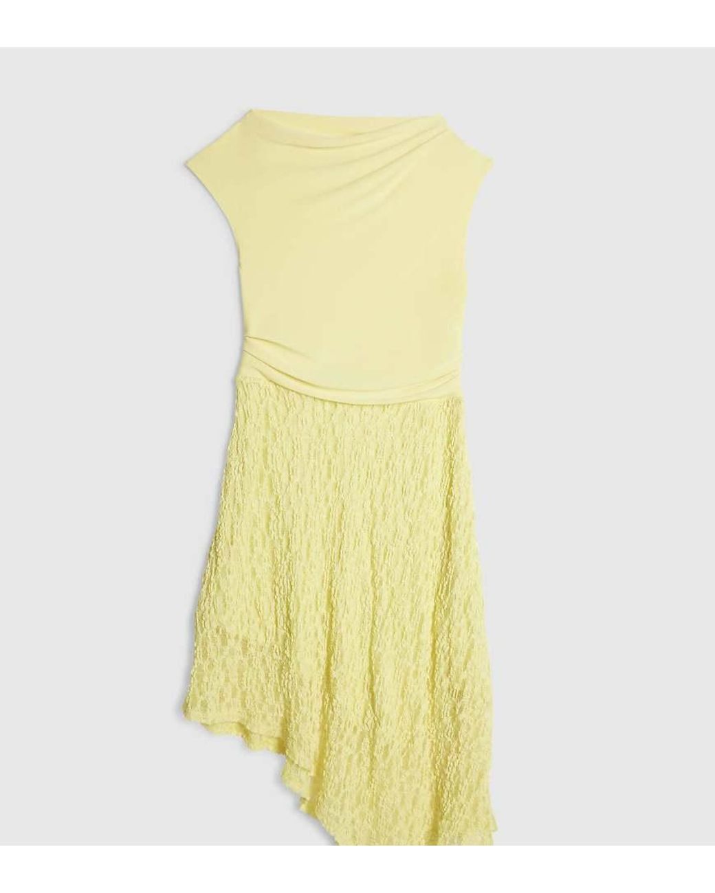 River Island Yellow Lace Hybrid Drape Dress