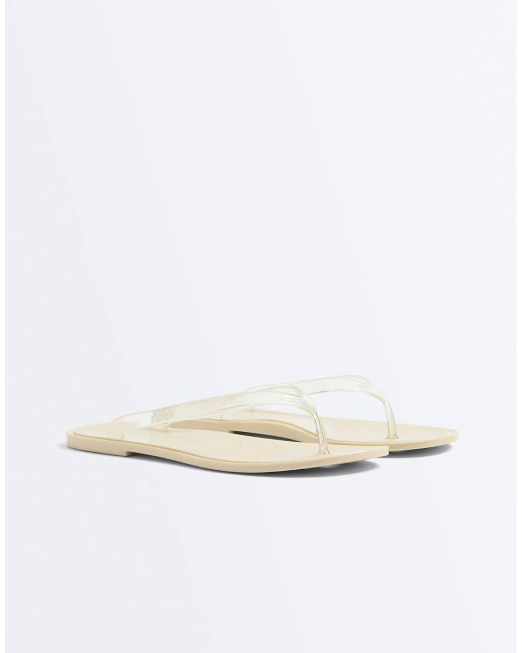 Oysho White Translucent Effect Beachwear Flip Flops