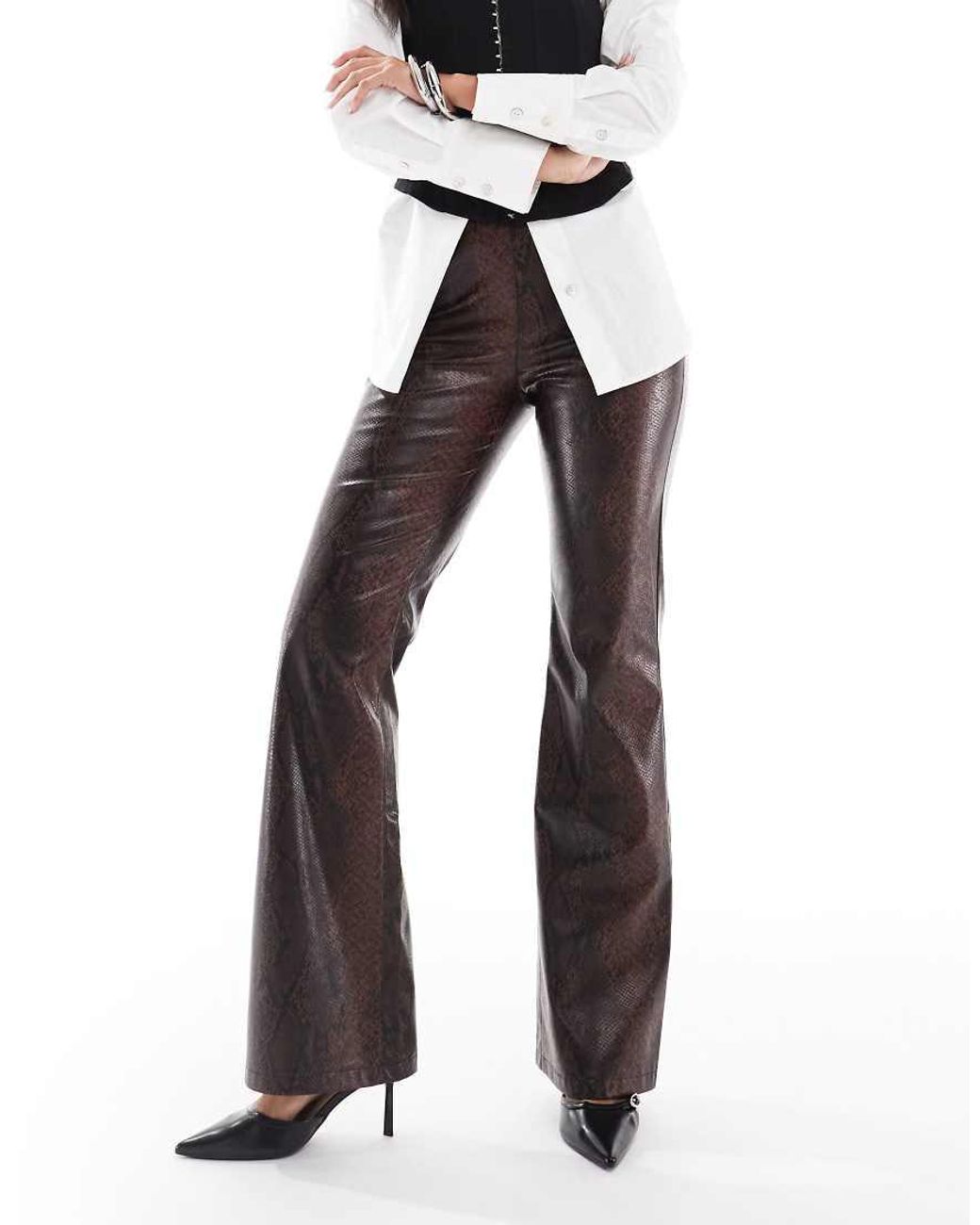 ASOS White Tailored Faux Leather Clean Flare Trousers