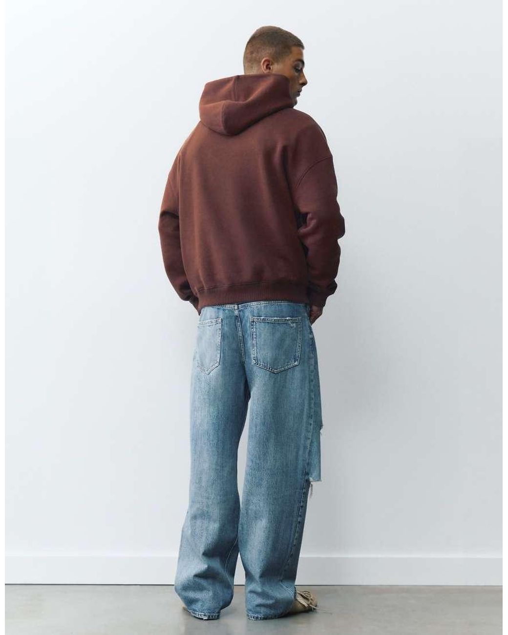 Pull&Bear Red Boxy Fit Hoodie for men