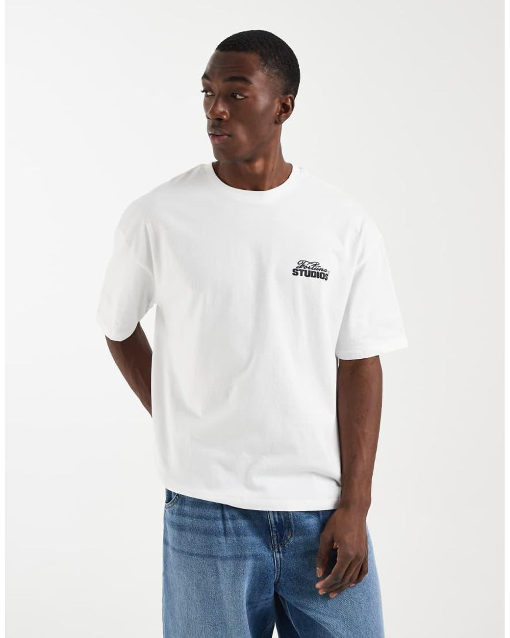 ASOS White Boxy Oversized T-shirt With Spade Print Graphic for men