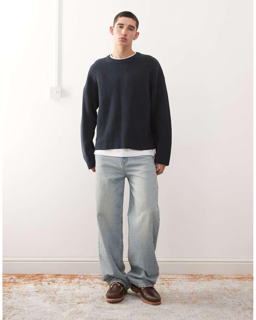 Weekday Rechte Oversized Trui in het Blue voor heren