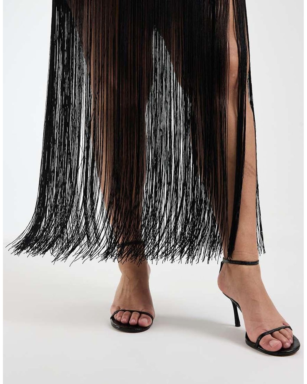 ASOS Black Curve Sleeveless Blazer With Fringe Hem