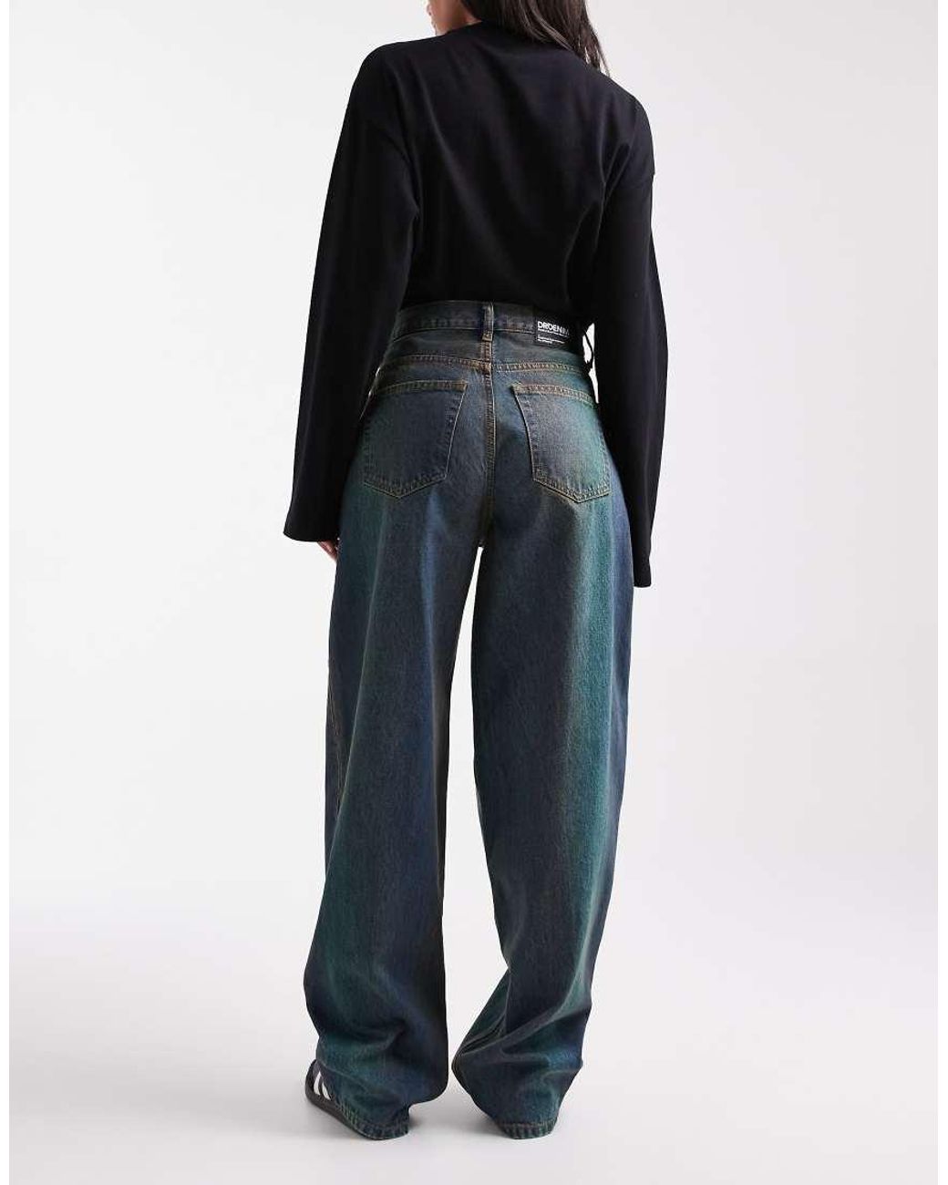 Dr. Denim Black Donna Relaxed Fit Wide Straight Leg Jeans