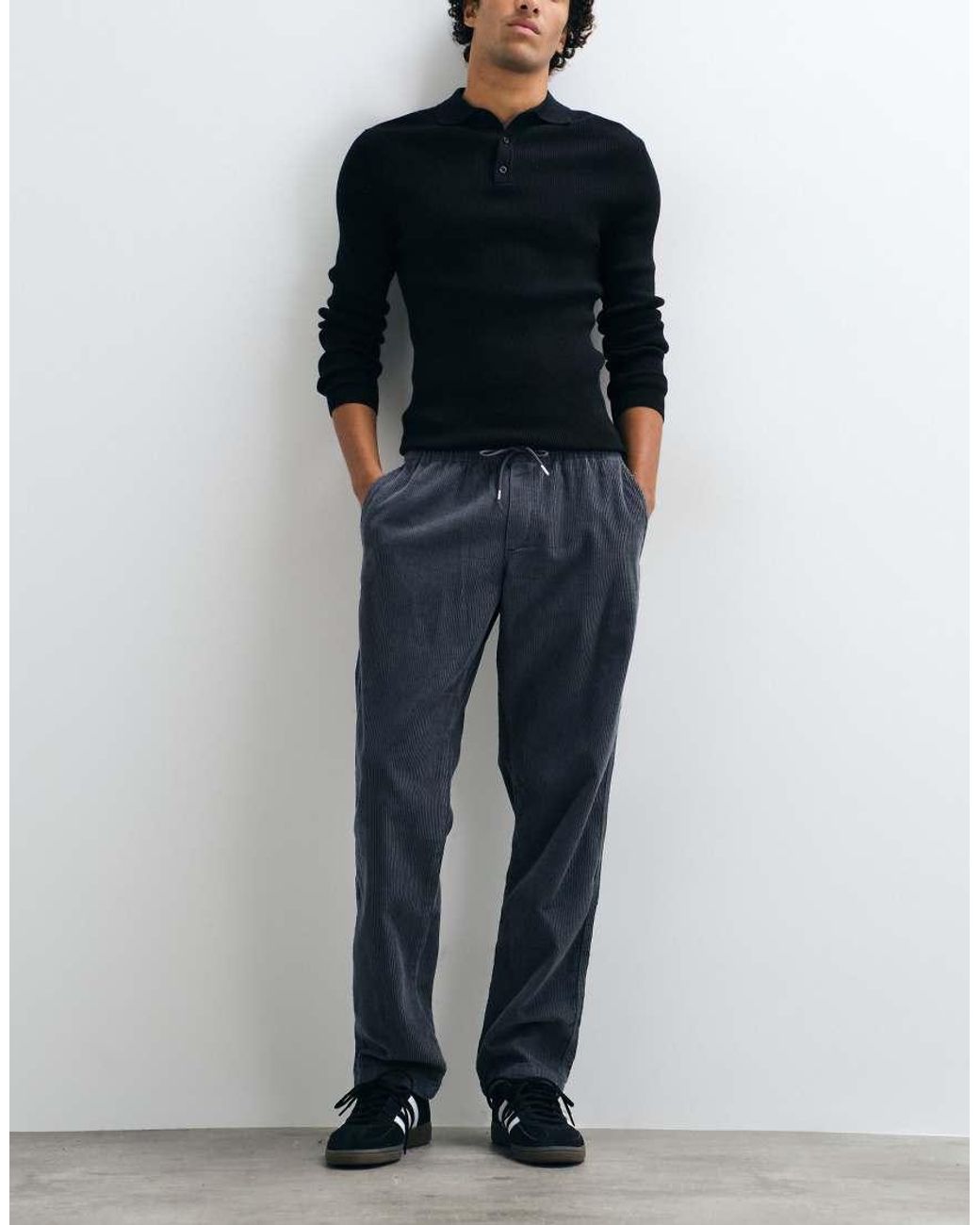 Jack & Jones Blue Drawstring Corduroy Pants for men