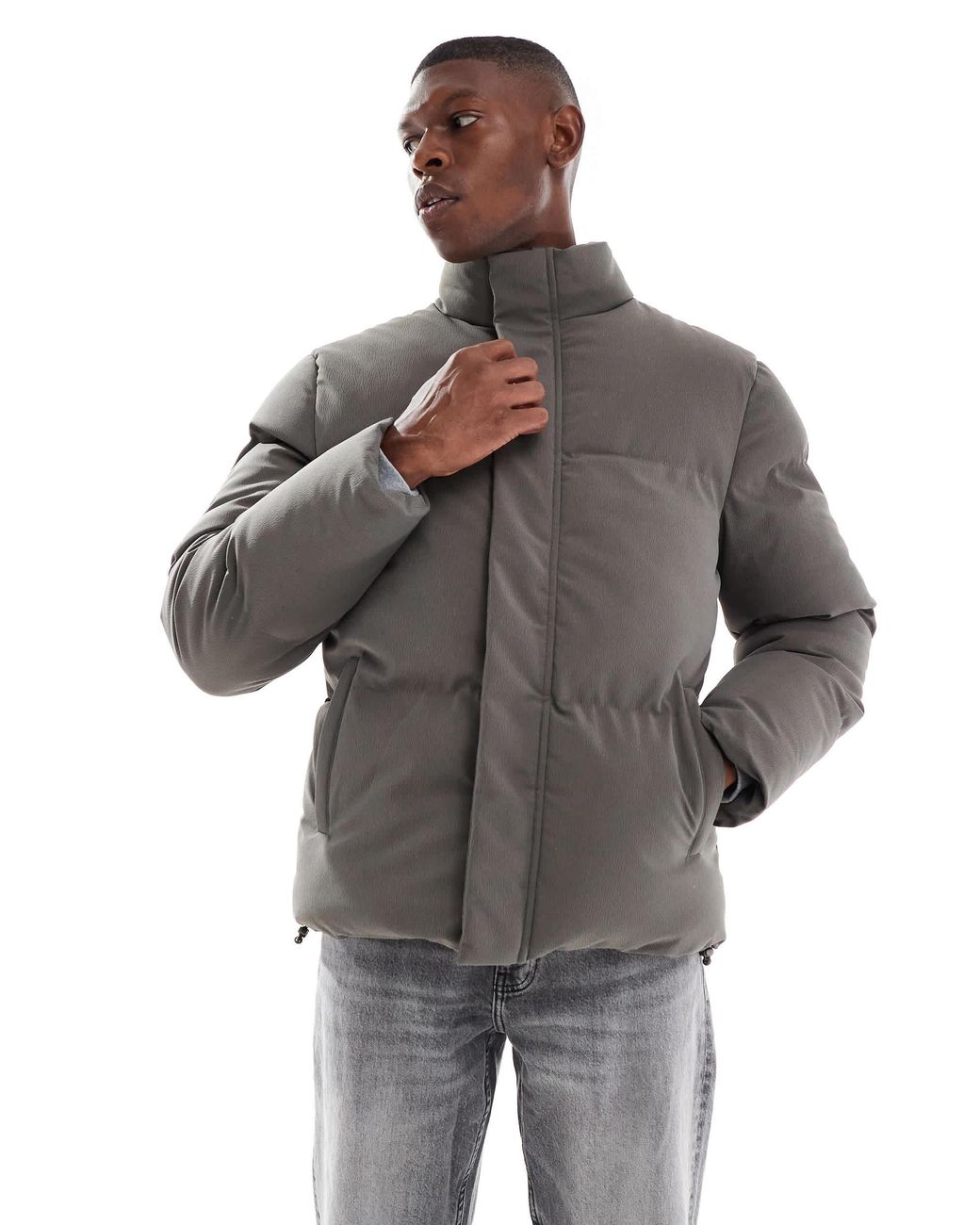 Brave Soul Gray Padded Puffer Jacket for men