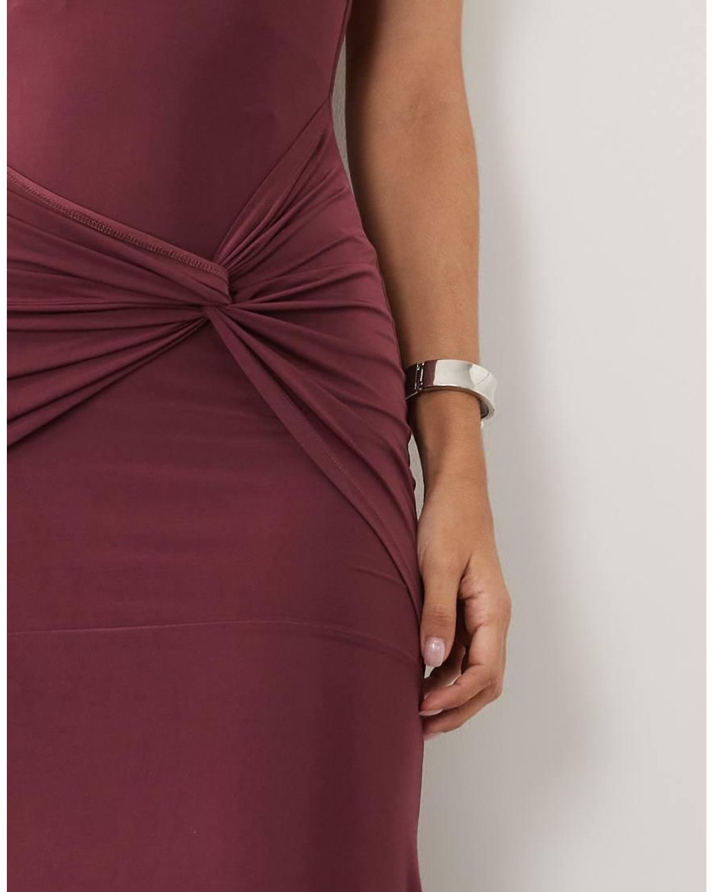 ASOS Red Halterneck Maxi Dress With Twisted Waist Detail