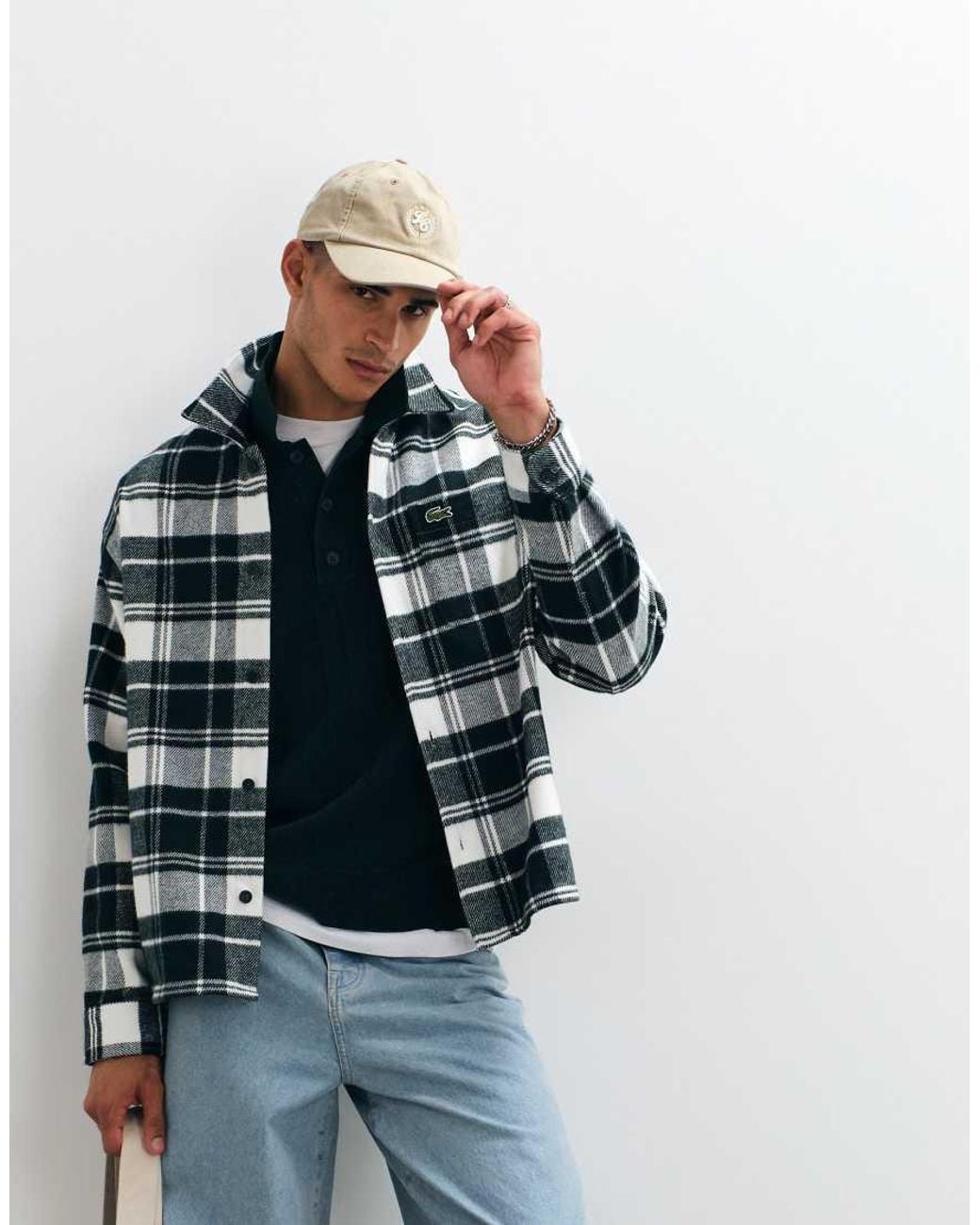 Lacoste Green Check Overshirt for men