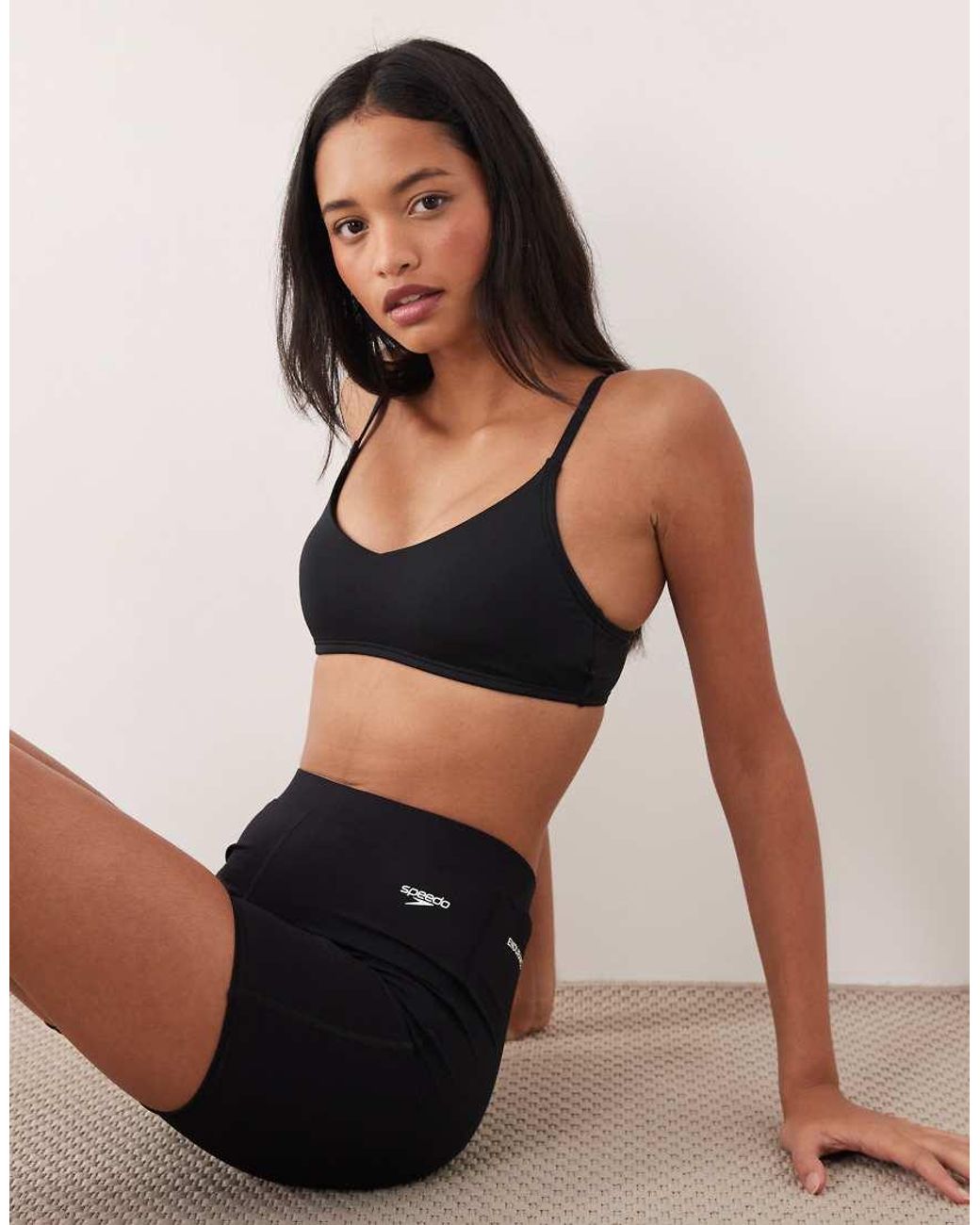 Speedo Black Solid Triangle Bikini Top