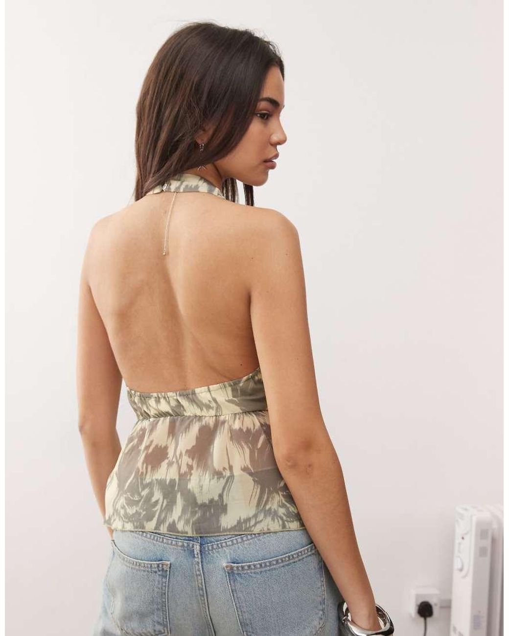 Motel Brown Miran Wrap Waist Halter Top