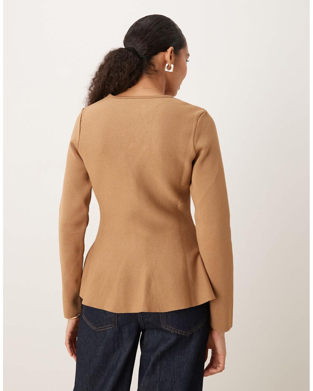 Mango Blue Compact Knit Jacket With Flared Hem