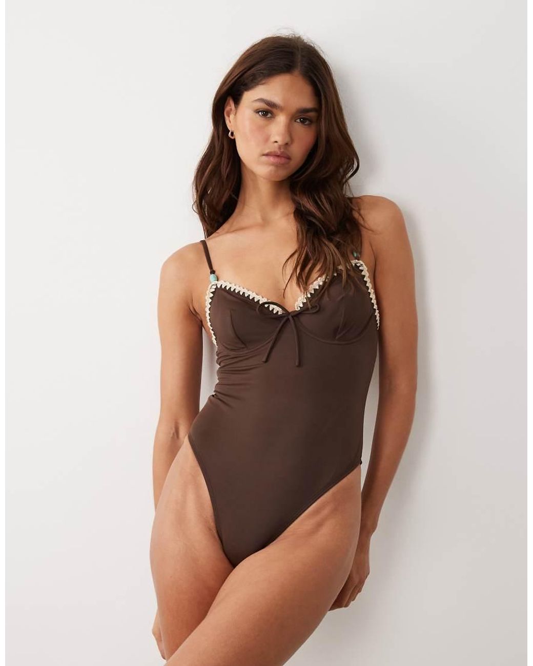 ASOS Brown Whitney Whip Underwired Swimsuit