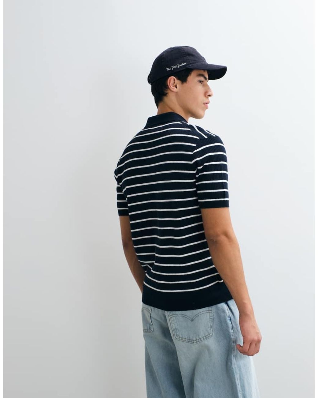 Polo Ralph Lauren Blue Regular Fit Short Sleeve Striped Sweater Pullover for men