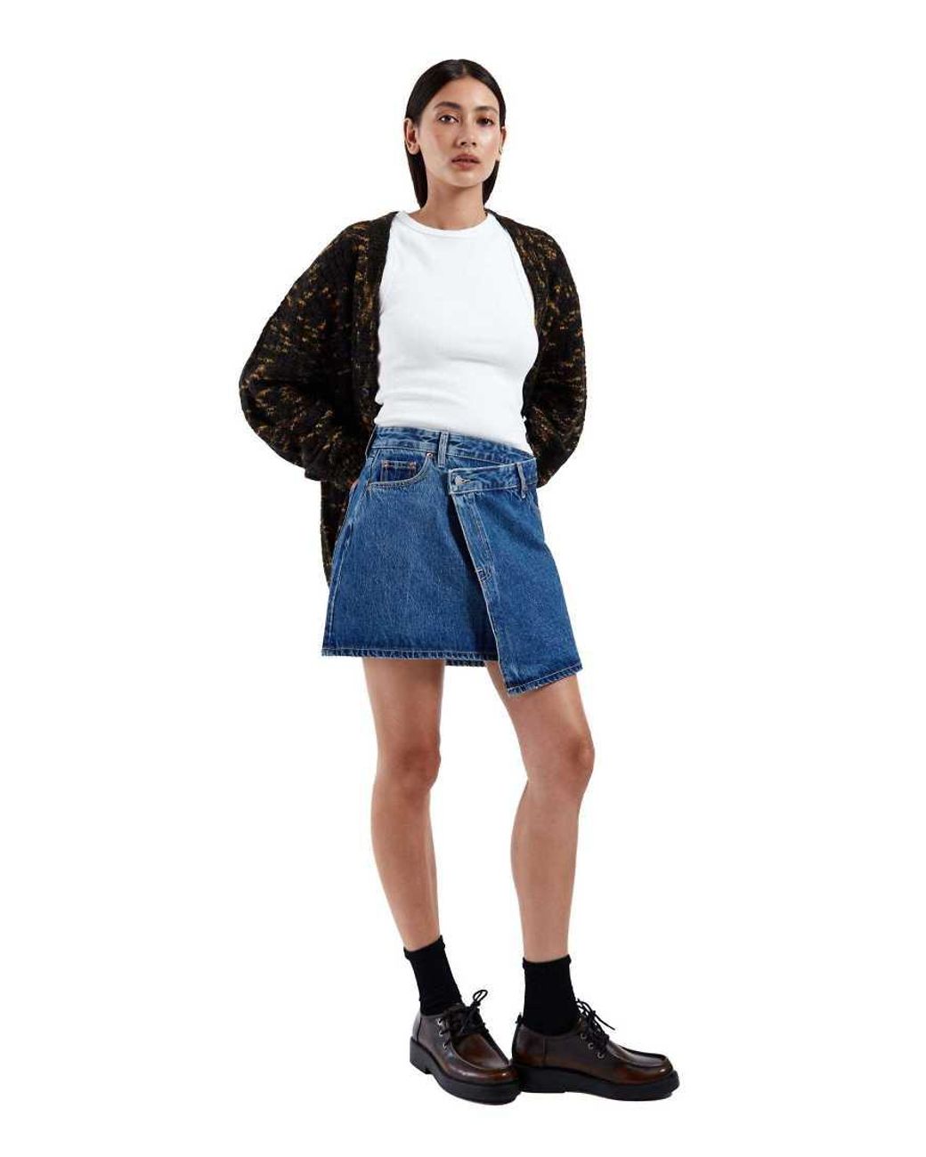 Dr. Denim Blue Renay Denim Mini Wrap Skirt