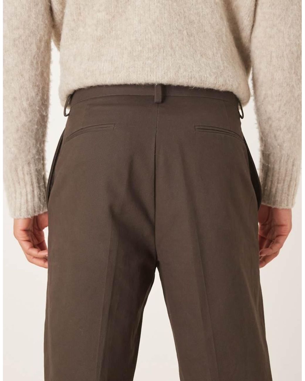 ASOS Natural 100% Cotton Relaxed Tapered Trousers for men