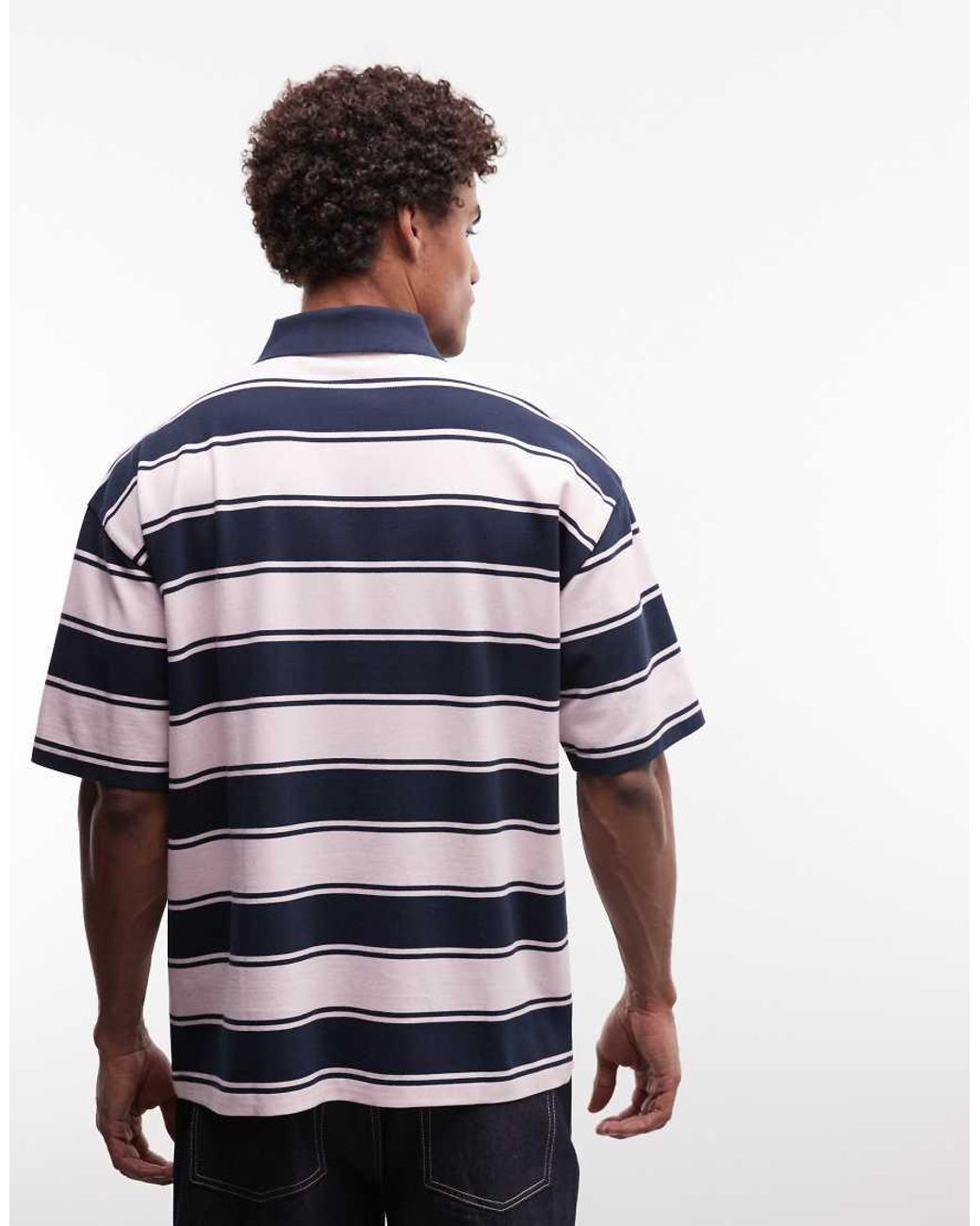ASOS Blue Relaxed Rugby Polo With Pique Fabric for men